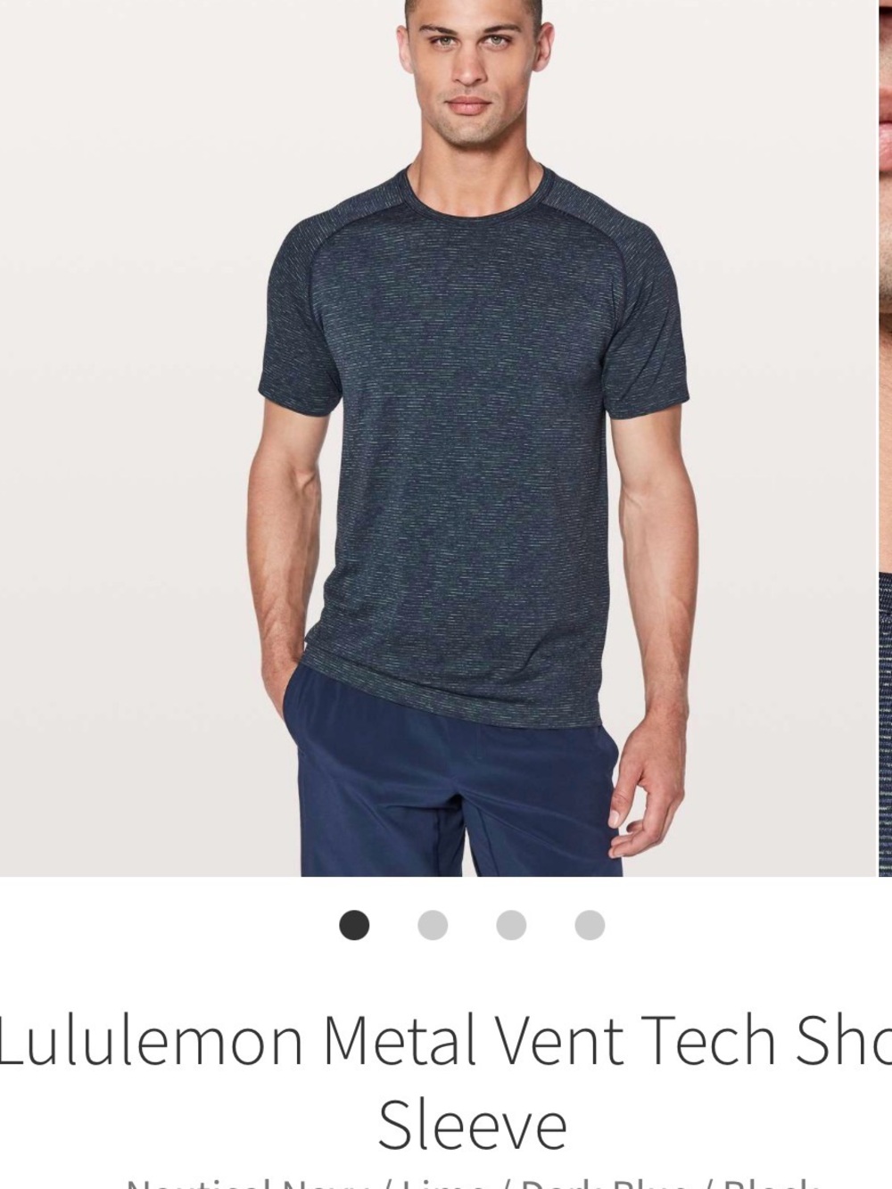 lululemon athletica Men's Navy Heather Short Sleeve Tech Tee